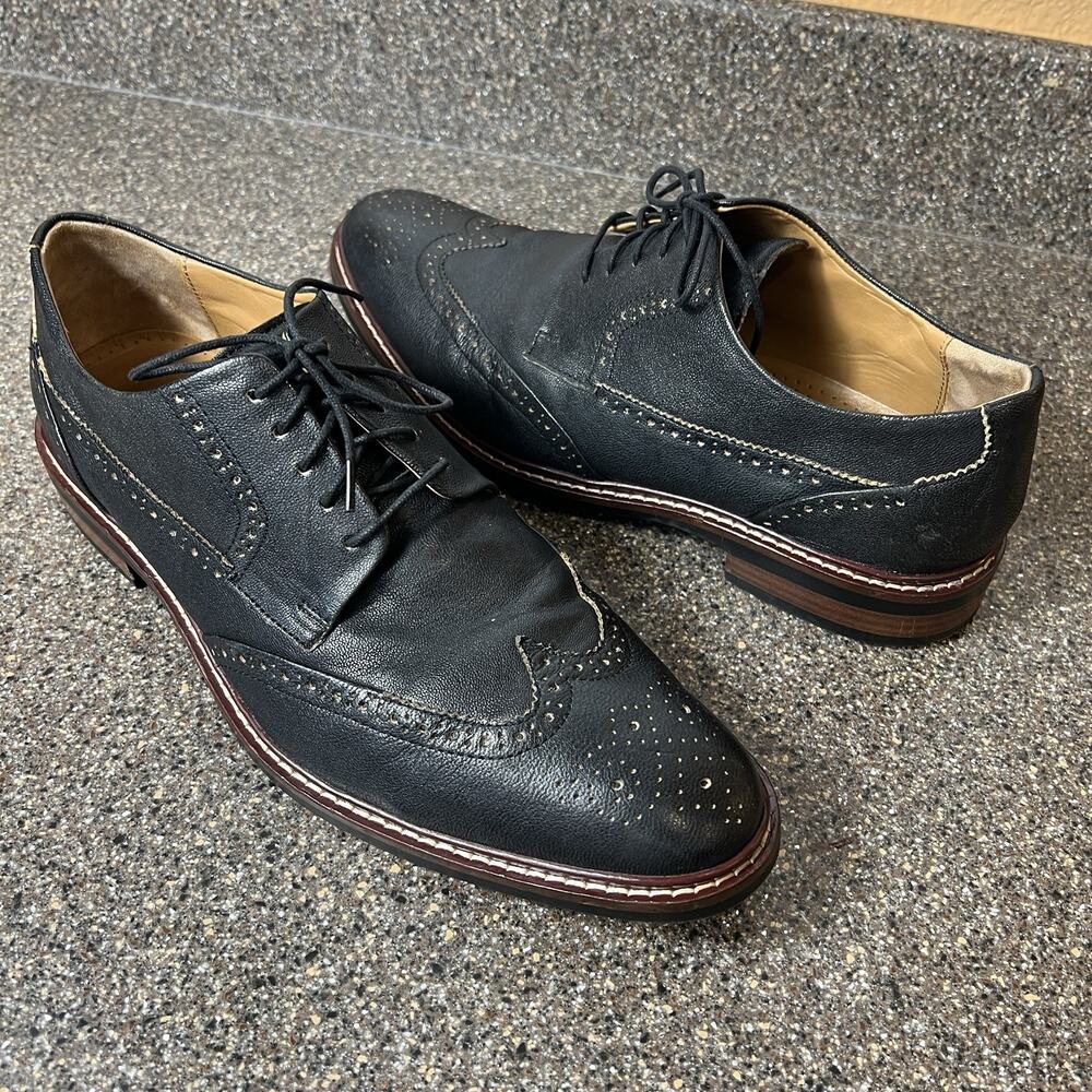 Cole Haan Grand.Os Mens Sz 11 M Shoe Black Leather Dress Oxford Lace Up Wing Tip